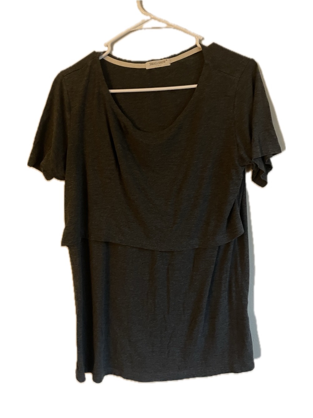 Smallshow Women’s Black 2-Layer Tunic Top Modal Rayon V-Neck Short Sleeve